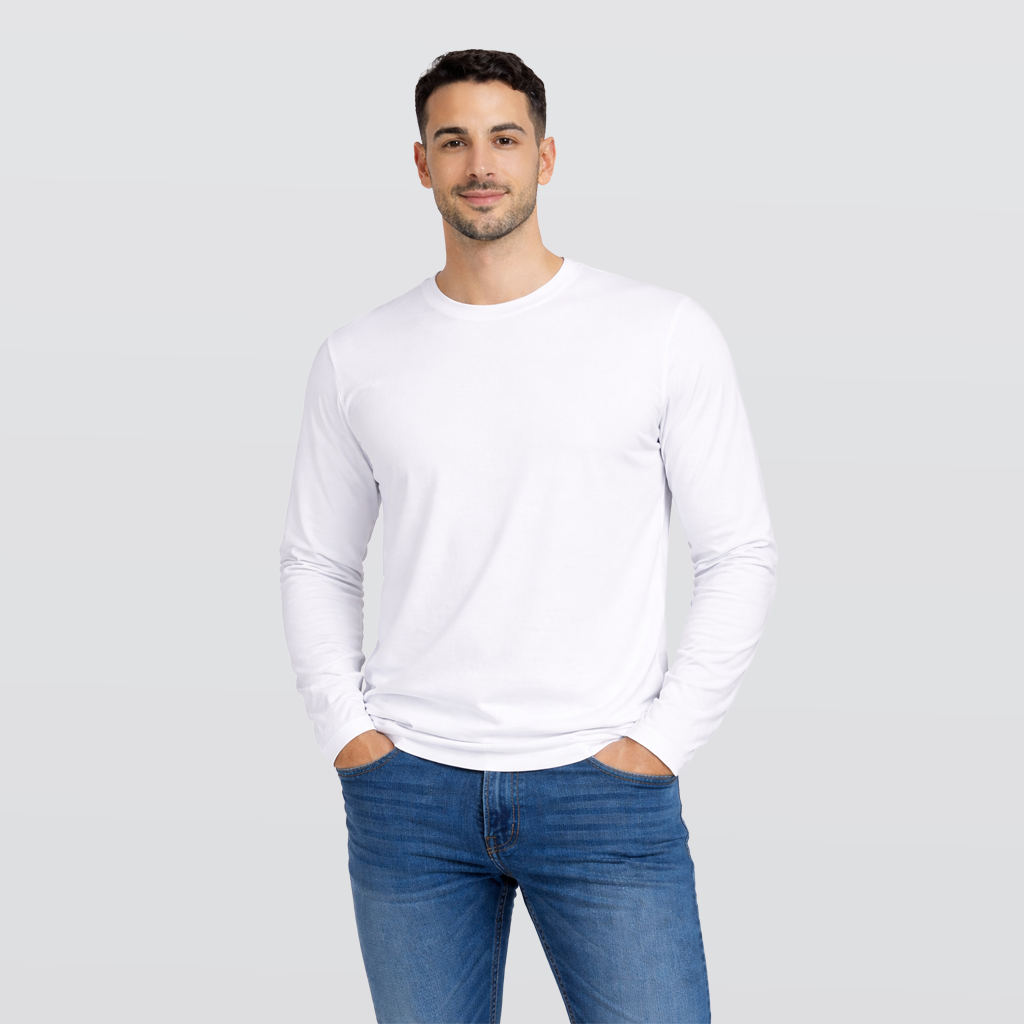 Long Sleeve T-Shirt Round Neck - White - 3 pieces