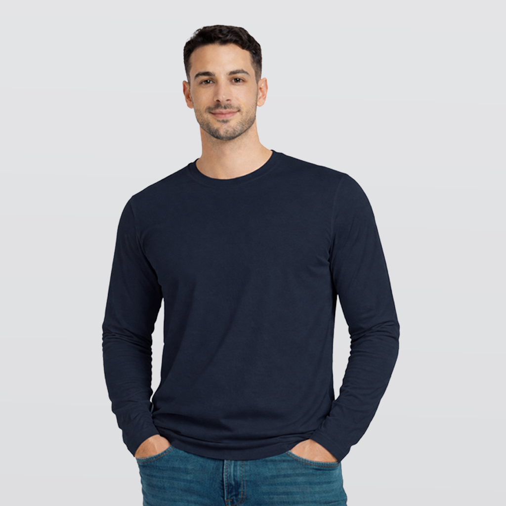 Long Sleeve T-Shirt Round Neck - Navy - 3 pieces