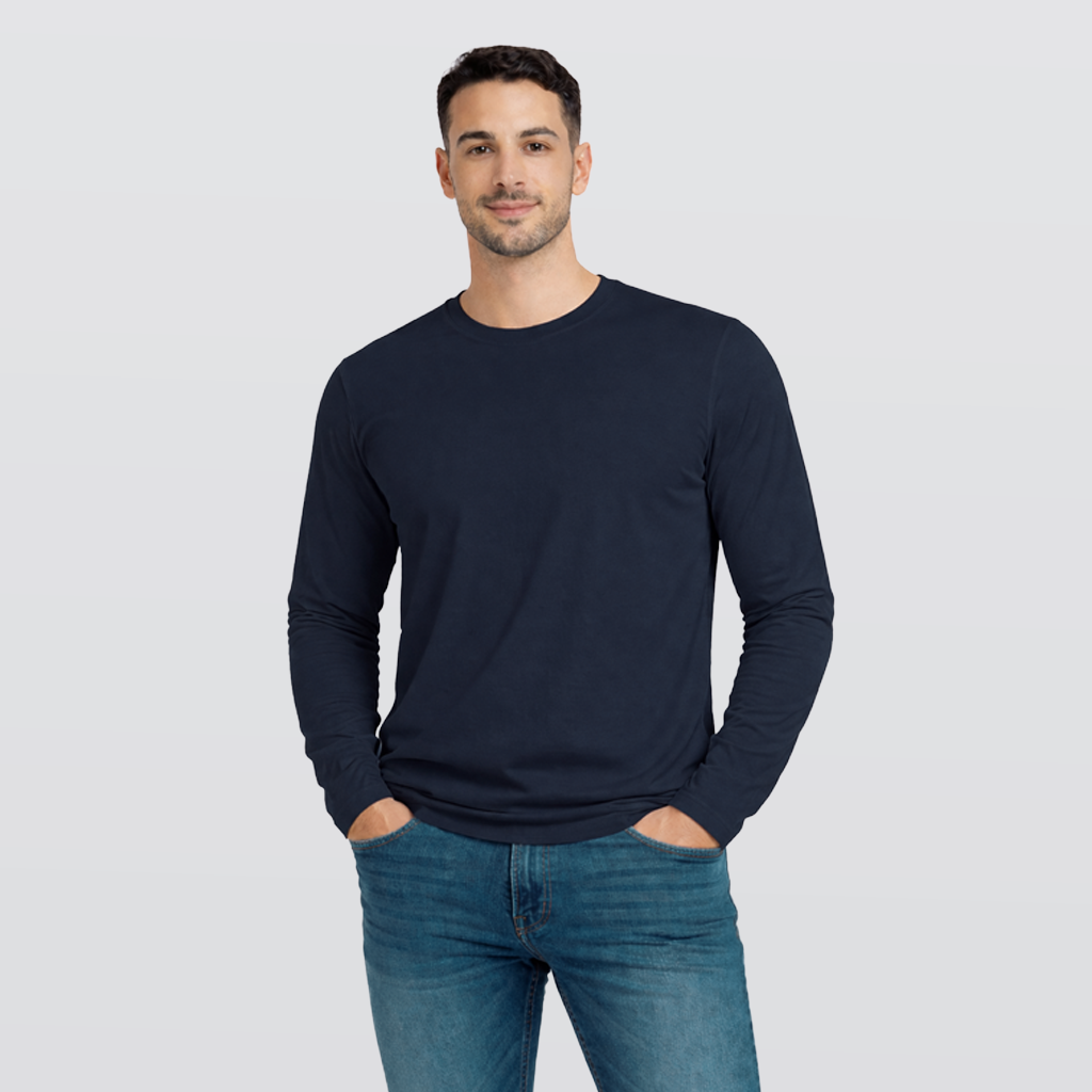 Long Sleeve T-Shirt Round Neck - Navy - 3 pieces