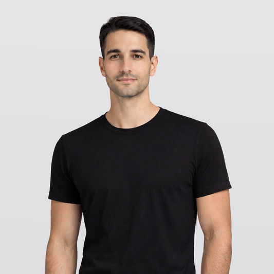 تيشيرت رجالي نصف كم ورقبة دائرية - أسود - 3 قطع 